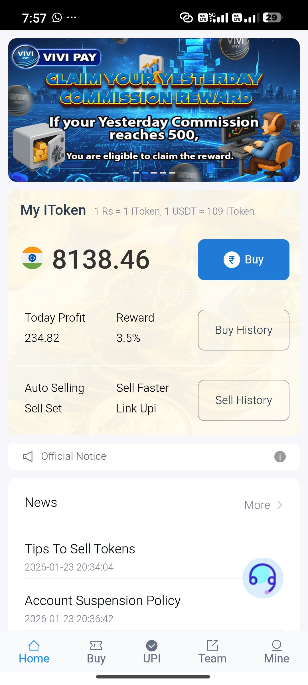 Vivi Pay App Step 3 – Login and Access Token Trading Dashboard