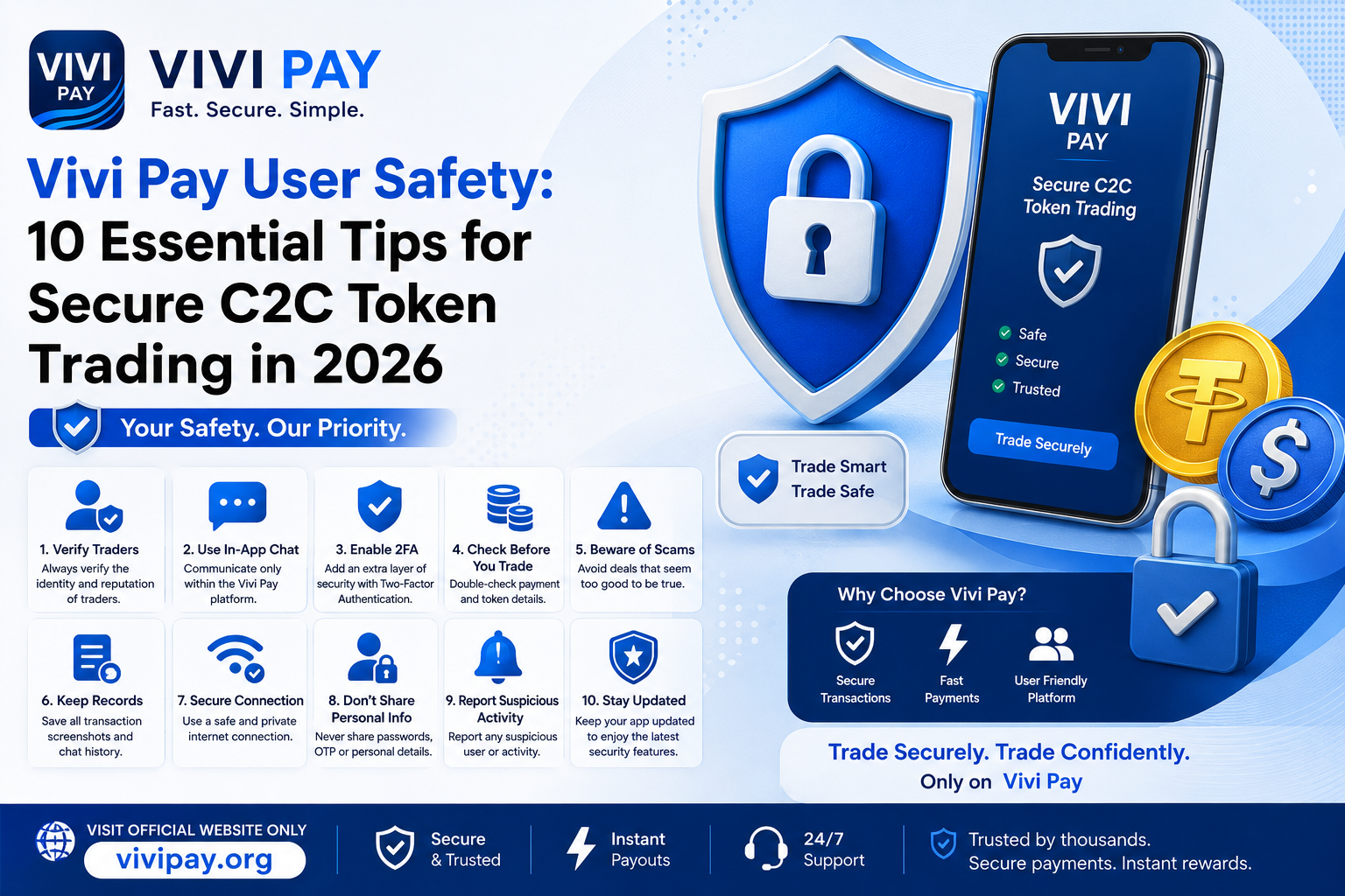 Vivi Pay User Safety – Secure C2C Token Trading Tips 2026